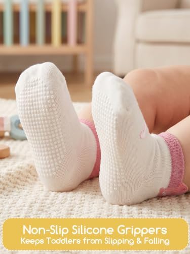 Aroveea Toddler Socks Non Slip Grip Ankle Baby 12 Pack - Image 3