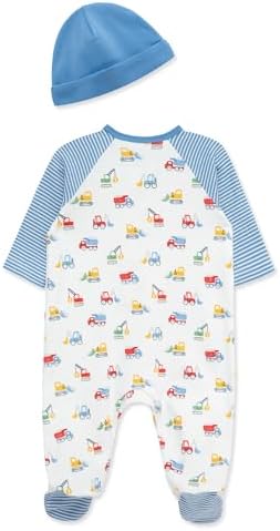 Little Me Baby Boy Clothes 2-Piece Baby Sleeper and Cap Set, 100% Cotton - Image 2