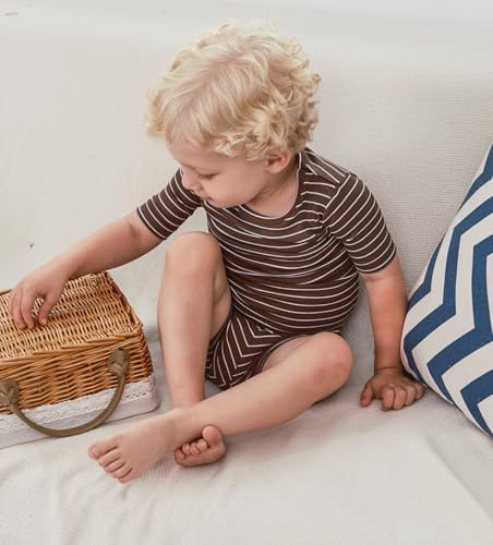 AVAUMA Stripe Pattern Baby Boys Girls Pajama Set Kids Toddler Snug fit Ribbed - Image 3