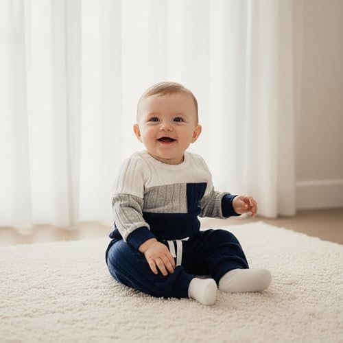 Giraropa Newborn Baby Boy Clothes Rib Knit Romper Jumpsuit Solid Sweater - Image 6