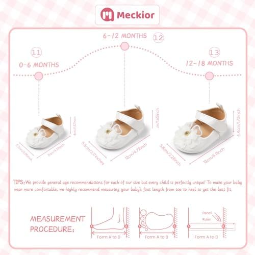 Meckior Infant Baby Girls Soft Sole Bowknot Princess Wedding Dress Mary Jane - Image 6