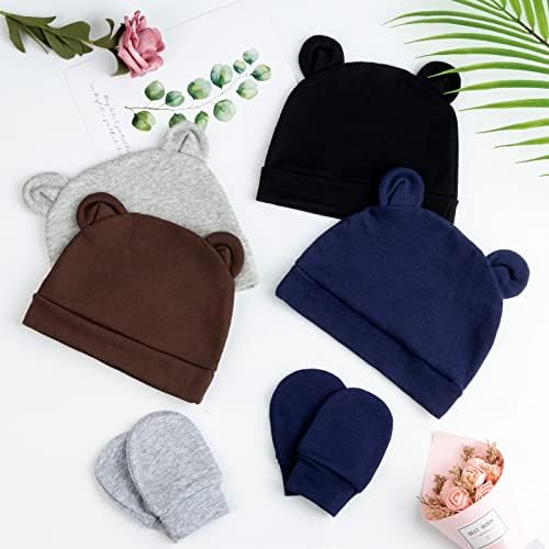 Newborn Baby Hats and Mittens Set Infant Bow Beanie Cap Toddler Gloves Newborn - Image 5