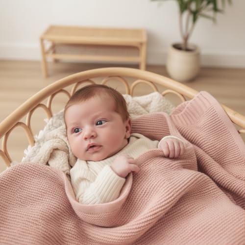 100% Organic Cotton Heritage Knit Textured Baby Quilt Blanket - Image 5
