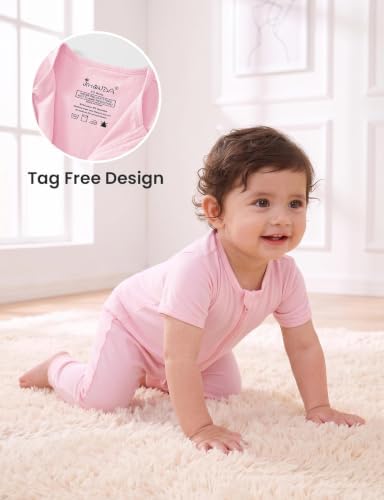 Jimonda Baby Romper Short Sleeve Cotton Pajamas 2-Way Zipper - Image 3