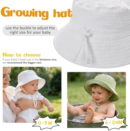 Baby Sun Hat Infant Toddler Summer Cotton Yarn Beach Bucket Hat - Image 5