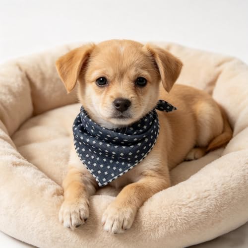 Double Layers Two Tones Dog Cotton Bandana Bibs Scarf DCB08 B&W - Image 7