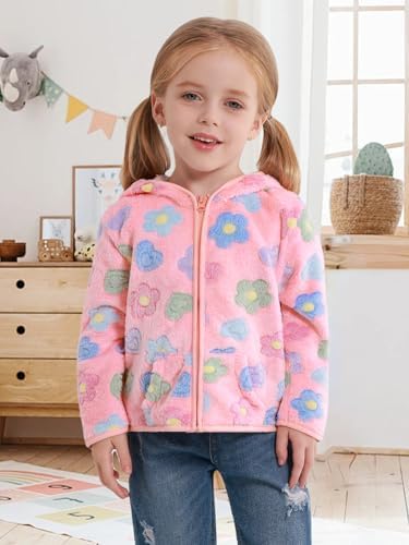 Toddler Baby Girl Fleece Jackets Fall Clothes Hooded Zip Fuzzy Coats - Image 3