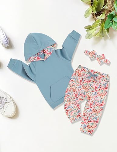 oklady Baby Girl Clothes, Hoodie Tops Floral Pant - Image 2