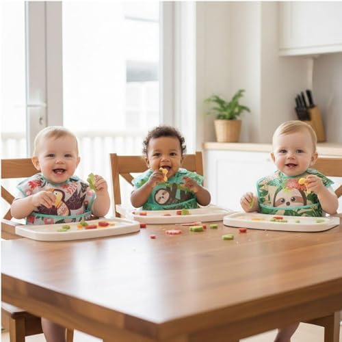 PandaEar 3 Pack Baby Bibs for Boys & Girls, Waterproof Polyester Toddler Bibs - Image 7