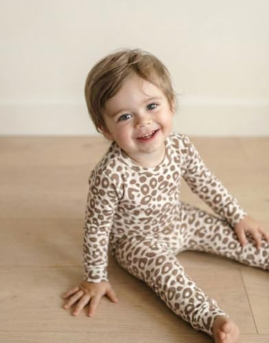 moimoln Cotton Modal Baby Toddler Pajamas Check Solid Leopard 6M-8Y - Image 5