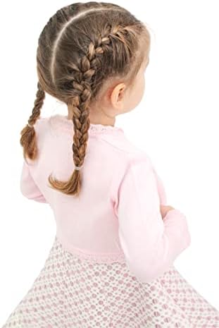 Lilax Little Girls' Knit Long Sleeve Button Closure Bolero Cardigan Shrug - Image 2
