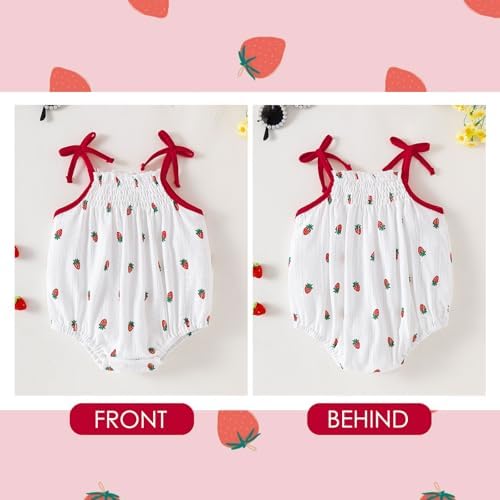 ROMPERINBOX Baby Girl Bodysuit Cotton Spaghetti Strap Sleeveless Onsies Summer - Image 3