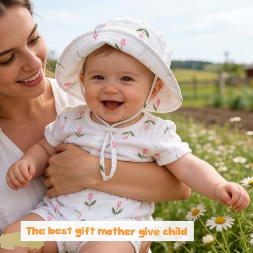Baby Sun Hat Infant Toddler Summer Cotton Yarn Beach Bucket Hat - Image 2