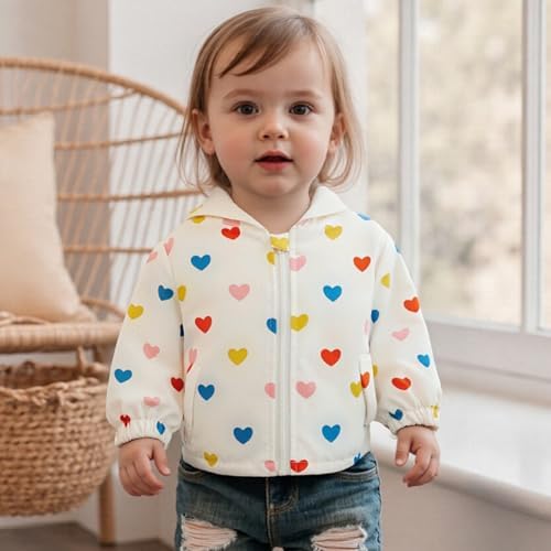 Toddler Girl Windbreaker Jacket Strawberry Baby Girls Hooded Fall Jackets Long - Image 2