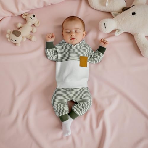 Infant Baby Boy Fall Winter Clothes Outfit Hooded Long Sweatshirt Pant Set - Image 4