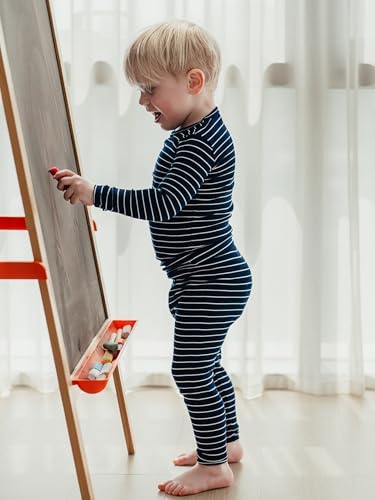 AVAUMA Stripe Pattern Baby Boys Girls Pajama Set Kids Toddler Snug fit Ribbed - Image 2