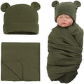 PESAAT Cotton Baby Swaddle Hat Set Newborn Infant Hats Receiving Blankets by Pesaat