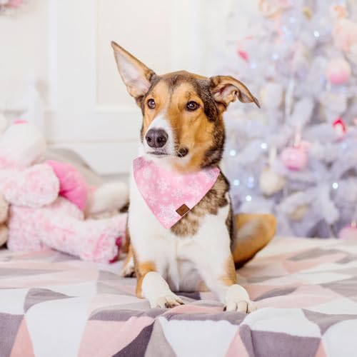 JarThenaAMCS 2Pcs Pink Christmas Dog Bandana Cute Xmas Tree Winter Snowflake - Image 6