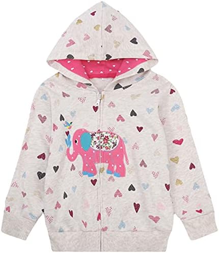 Baby Girl Zip-up Jacket Rainbow Unicorn Cotton Hoodie Sweatshirt Toddler Fall by Popshion