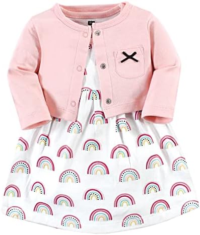Hudson Baby Infant and Toddler Girls Cotton Dress and Cardigan Set by HudsonBaby