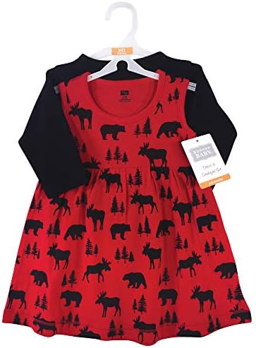 Hudson Baby Infant and Toddler Girls Cotton Dress and Cardigan Set - Image 2