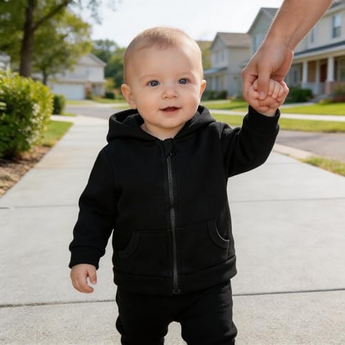 ROMPERINBOX Unisex Solid Baby Sweatshirts Hoodies, Lightweight Full Zip-up - Image 3