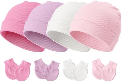Newborn Baby Hats and Mittens Set by AQOKKA