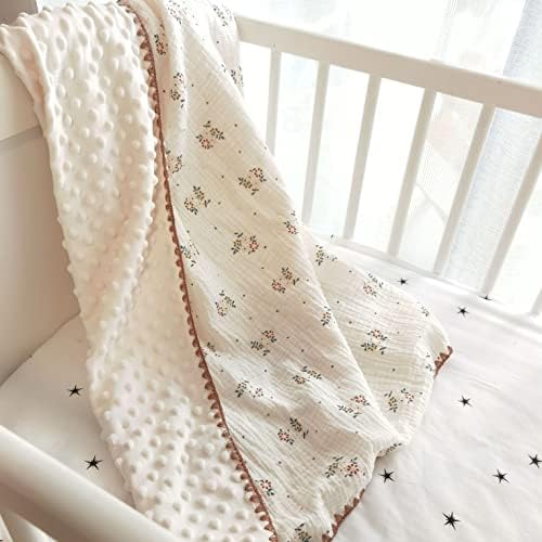 Baby Muslin Cotton Thick Blanket Dotted Backing Double Layer Soft Newborn - Image 2