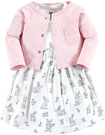 Hudson Baby Infant and Toddler Girls Cotton Dress and Cardigan Set by HudsonBaby