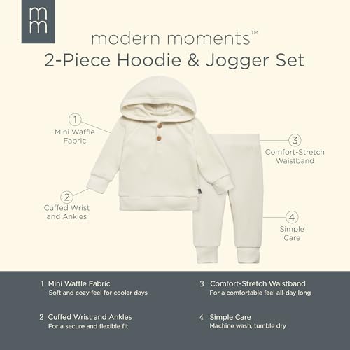 Modern Moments by Gerber Baby Girls Mini-Waffle 2 Piece Hoodie and Pant Set - Image 6