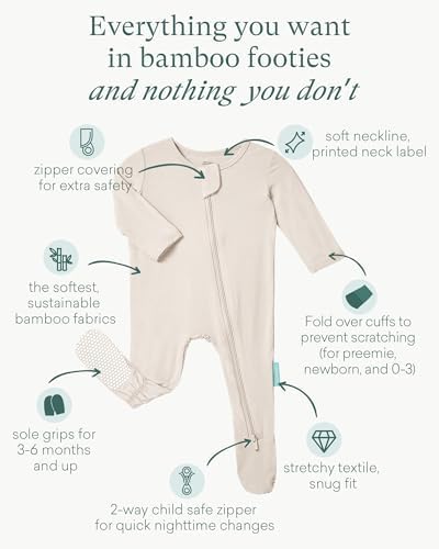 PurComfy Bamboo Viscose Baby Zipper Footie Pajamas, 0-3-6-9-18-24 Months | Ideal - Image 3
