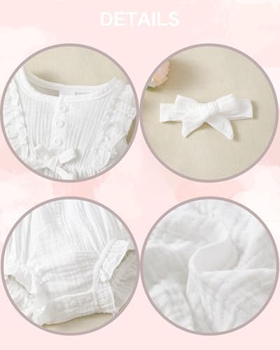 Renotemy Baby Girl Clothes Summer Rompers Cute Outfits Preemie-18 Months | - Image 5