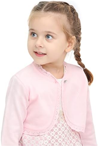 Lilax Little Girls' Knit Long Sleeve Button Closure Bolero Cardigan Shrug - Image 3