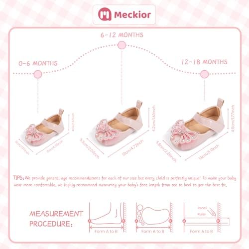 Meckior Infant Baby Girls Soft Sole Bowknot Princess Wedding Dress Mary Jane - Image 6