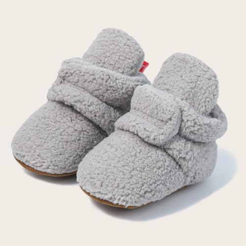 ohsofy Newborn Baby Cotton Booties Stay On Slipper Winter Warm Soft Shoes - Image 6