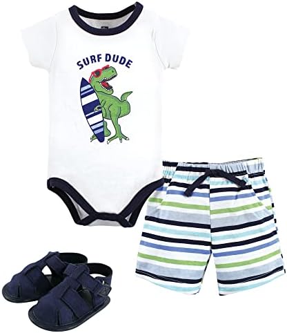 Hudson Baby Unisex Baby Cotton Bodysuit, Shorts and Shoe Set by HudsonBaby