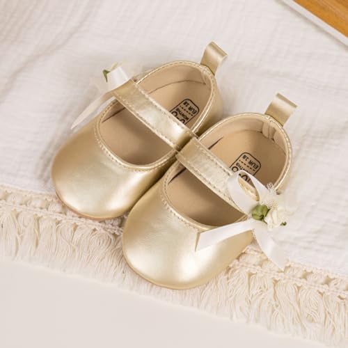 Meckior Infant Baby Girls Soft Sole Bowknot Princess Wedding Dress Mary Jane - Image 3