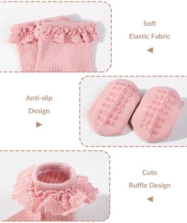 Baby Girl Ruffle Socks Toddler Non Slip Socks - Image 7