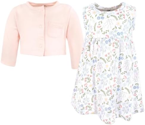 Hudson Baby Infant and Toddler Girls Cotton Dress and Cardigan Set - Image 3
