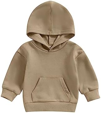 Toddler Baby Boy Girl Hoodies Solid Color Long Sleeve Kangaroo Pocket Hooded by Unknown
