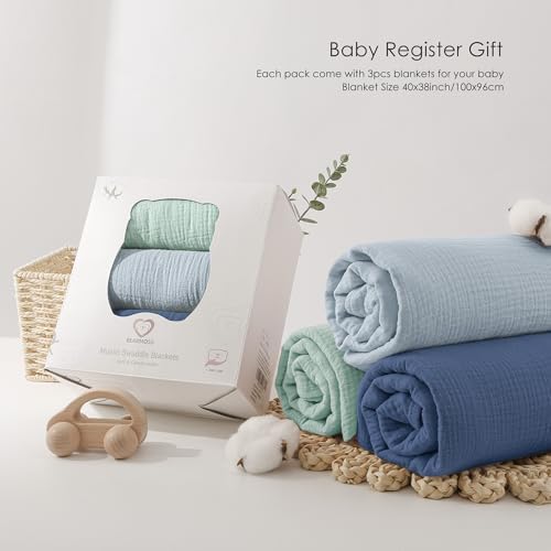 Bearmoss Muslin Swaddle Blankets, 40 x 38 inches Baby Swaddle - Image 6