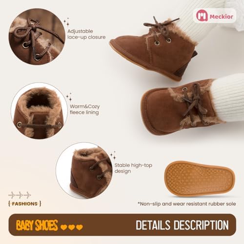 Meckior Baby Booties Newborn Infant Unisex Baby Girls Boys Velvet Rubber - Image 5