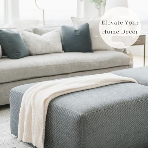 Saranoni Bamboni Oversized Blanket Soft Comfort Couch Bed Ivory X-Large | - Image 9