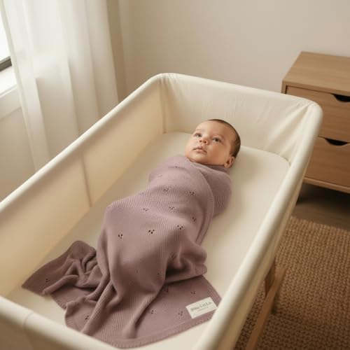 100% Luxury Organic Cotton Pointelle Knit Baby Quilt Blanket – Refined - Image 4