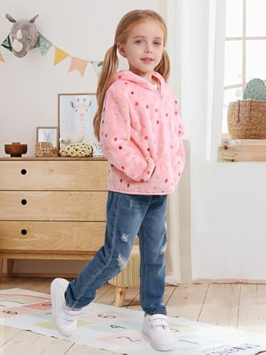 Toddler Baby Girl Fleece Jackets Fall Clothes Hooded Zip Fuzzy Coats - Image 2