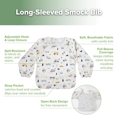 haakaa Long Sleeve Baby Bib, Waterproof & Adjustable Baby Smock Bib - Image 5