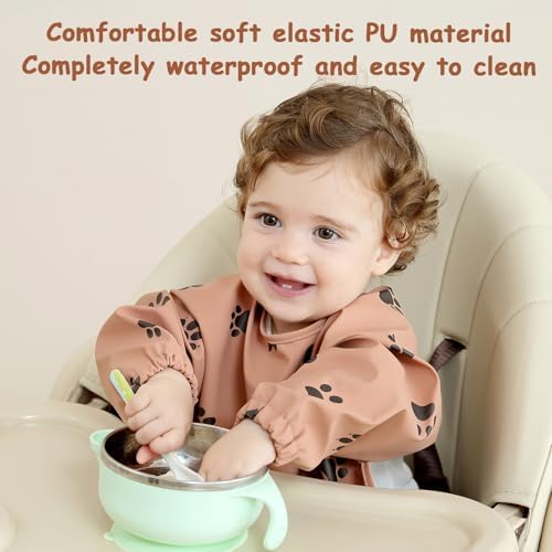 Weaning Bib with Long Sleeves & BLW, Soft and Skin-Friendly Material - Image 3