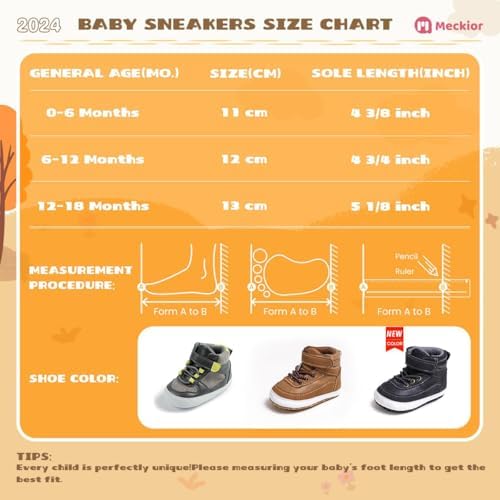 Meckior Toddler Baby Boys Girls High Tops Ankle Sneakers Soft Anti-Slip Sole PU - Image 6