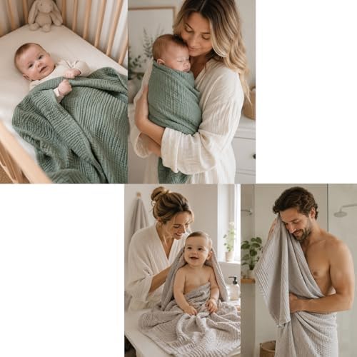 Aablexema Muslin Baby Blanket 6-Layer 43"x43" - Image 5