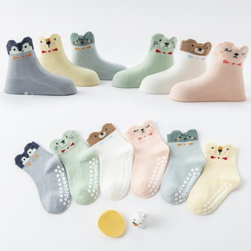 Aroveea Toddler Socks Non Slip Grip Ankle Baby 12 Pack - Image 6